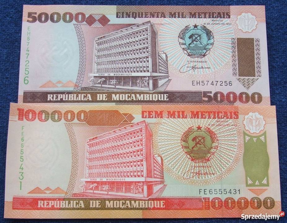 MOZAMBIK Kolekcjonerskie Banknoty Zestaw 2 Katowice sprzedam