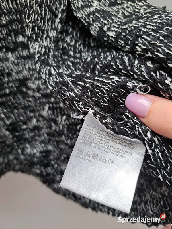 Czarnobiały melanżowy kardigan Clockhouse Moda i Styl Trąbki Wielkie