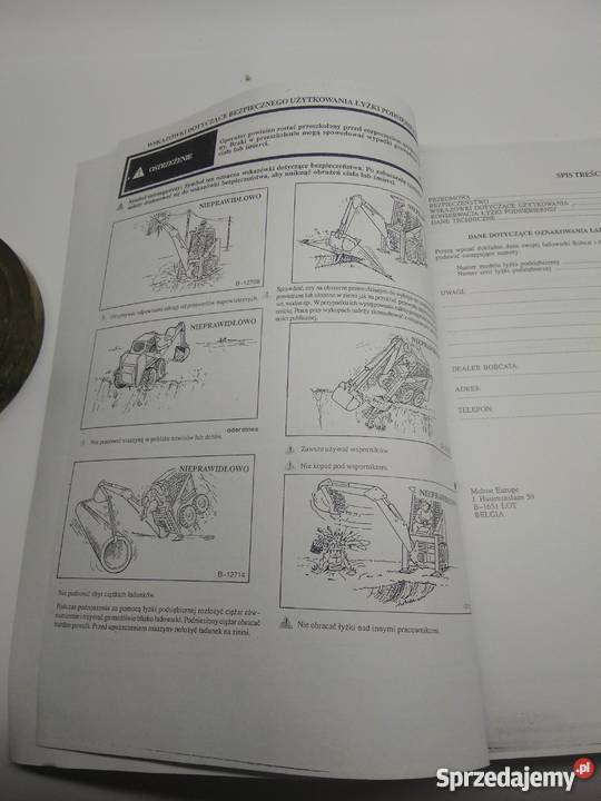 bobcat instrukcja obsługi i konserwacji łyżki