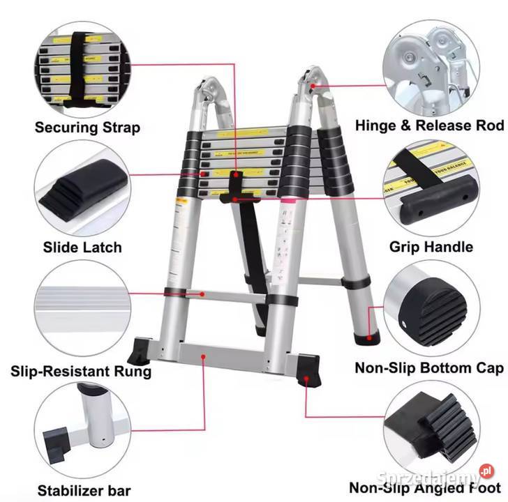Drabina aluminiowa teleskopowa 38m fabrycznie Siedlce sprzedam