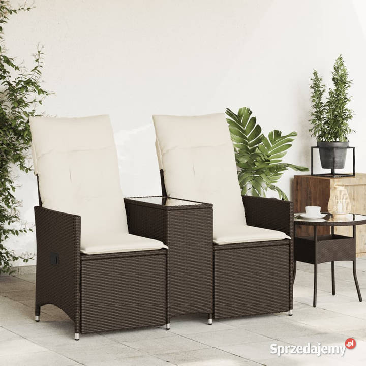 Rozkładana sofa ogrodowa ze stolikiem 2os brąz Warszawa