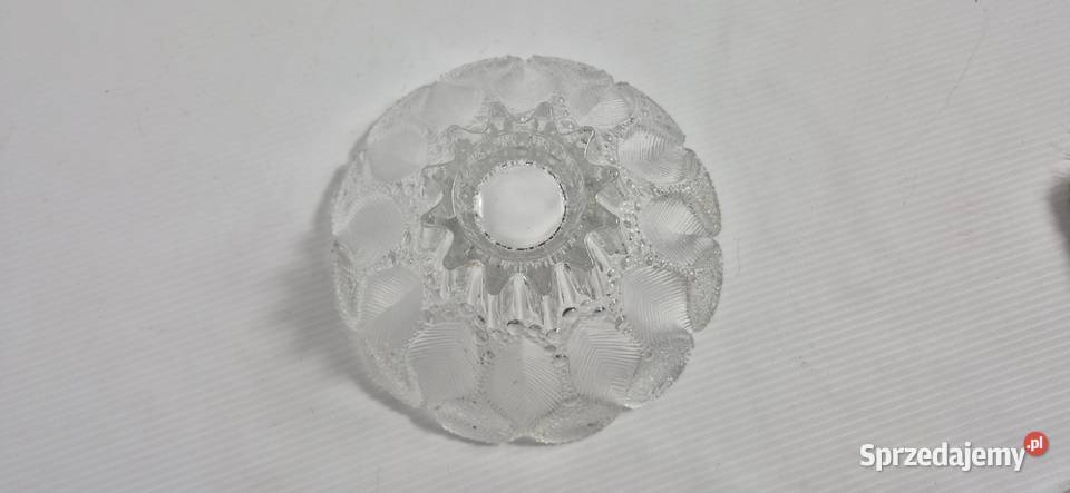 Efektowna Szklana Misa Motyw Liści i Perełek Biłgoraj