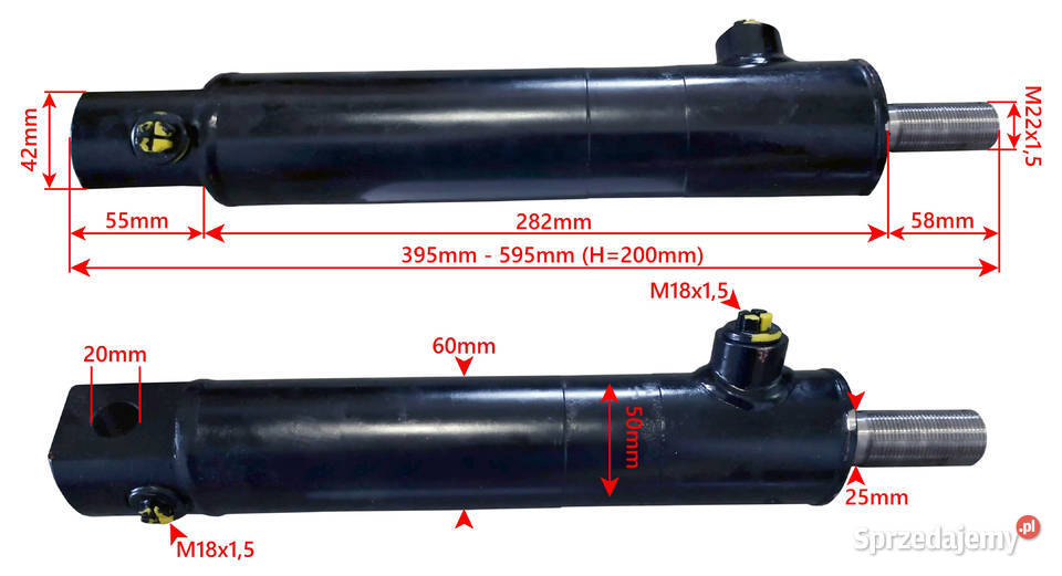 Siłownik Hydrauliczny 50x25 SKOK 200 Zetor Ursus kujawsko-pomorskie Solec Kujawski