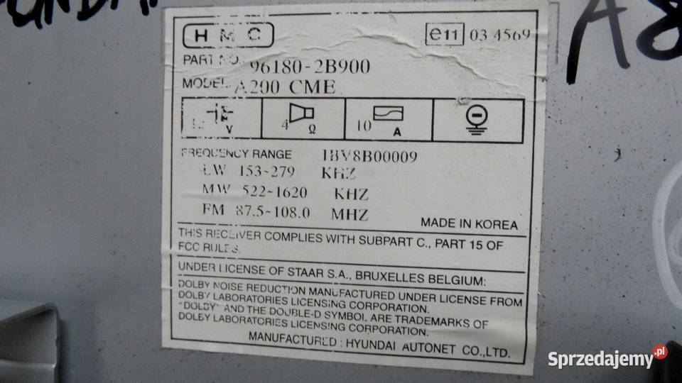 HYUNDAI SANTA FE II 09r radio CD 961802B900 osobowe