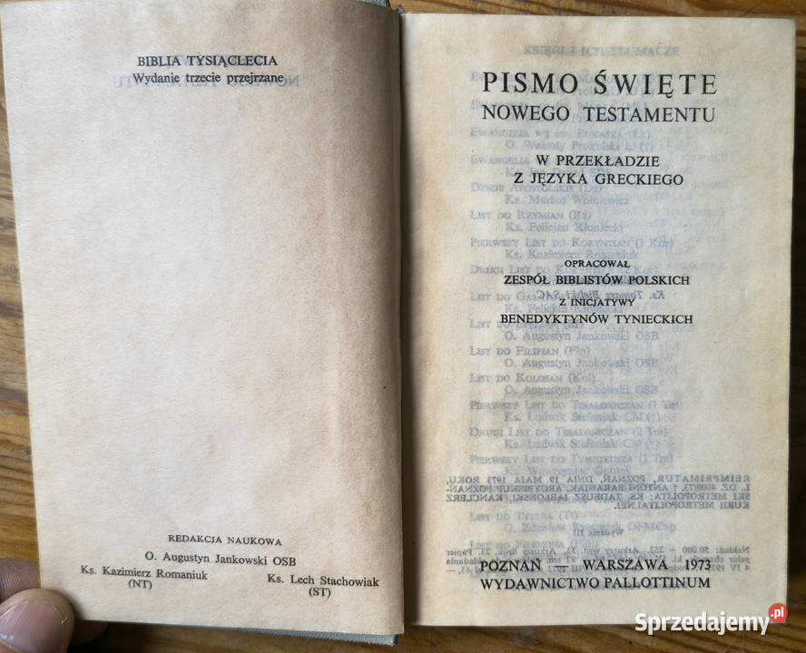 Pismo Święte nowego testamentu 1973 benedyktyni Sosnowiec