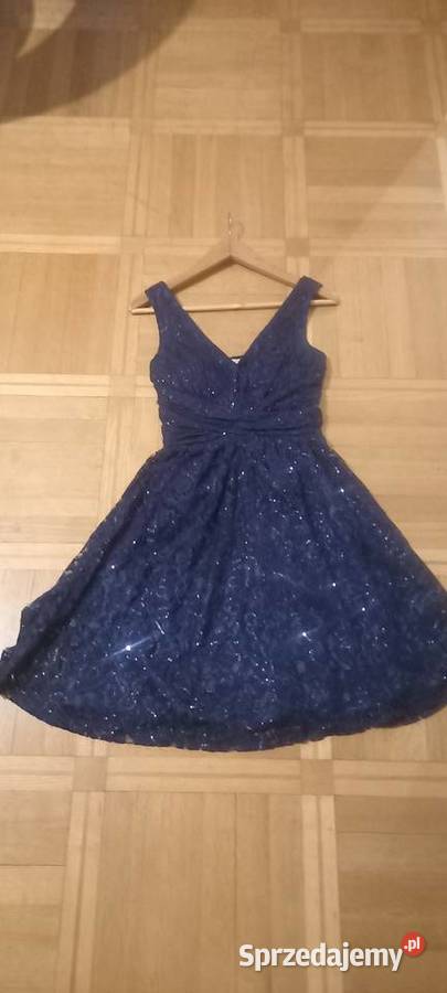 Granatowa sukienka z cekinami niebieski Warszawa