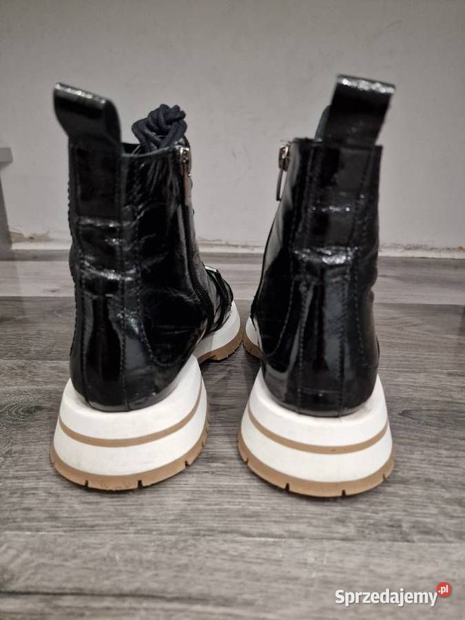 Botki Czarny Lakier 36 skóra Żywiec