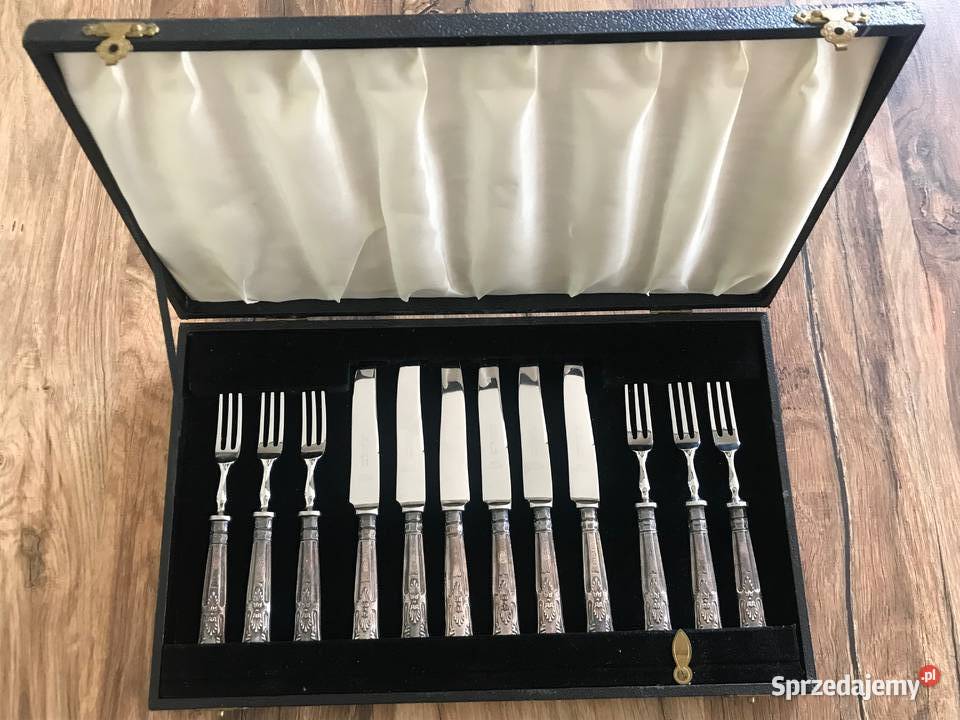 Komplet zabytkowych sztućców deserowych SREBRO