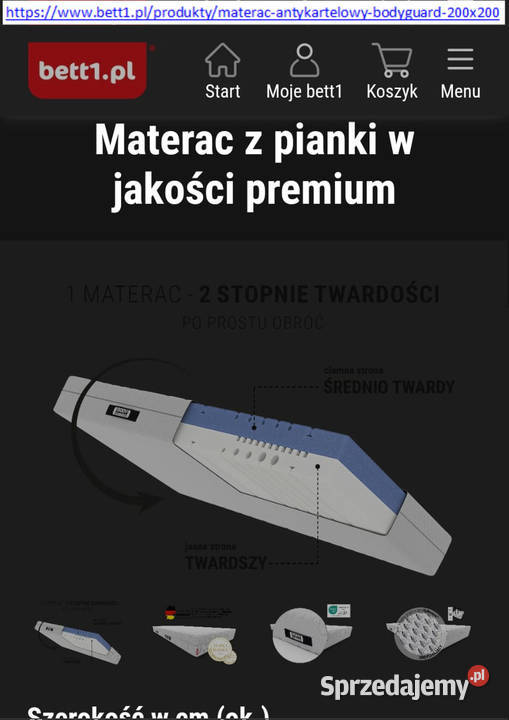 Materac Bodyguard 160 x 200 Bett1 jakość PREMIUM 200cm