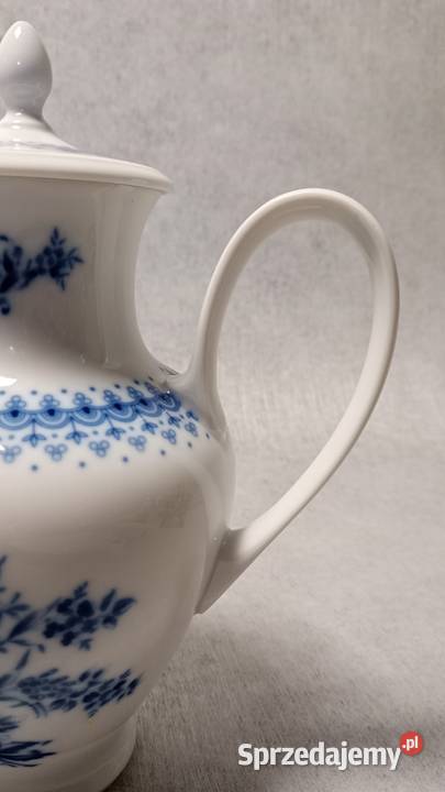 Krautheim Dzbanek Piękny Kobaltowy bukiet Biała Porcelana i szkło Świnoujście