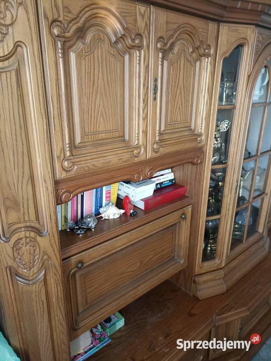Meble salon dąb dębowe rzeźbione witryna szkło Piekary Śląskie