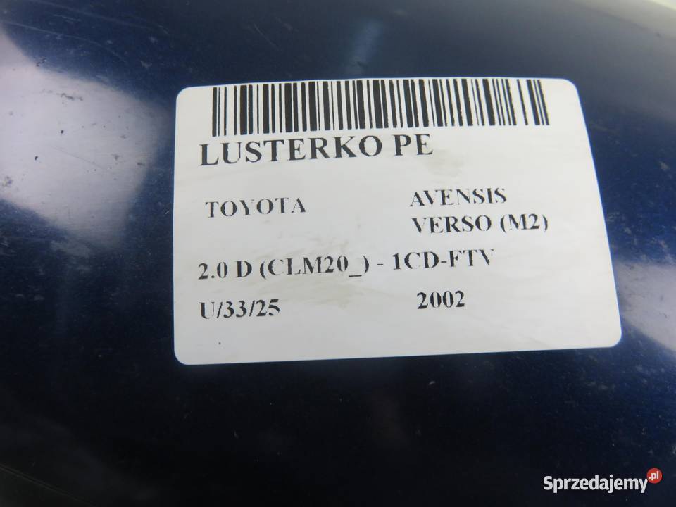LUSTERKO PRAWE TOYOTA AVENSIS VERSO M2 8P4