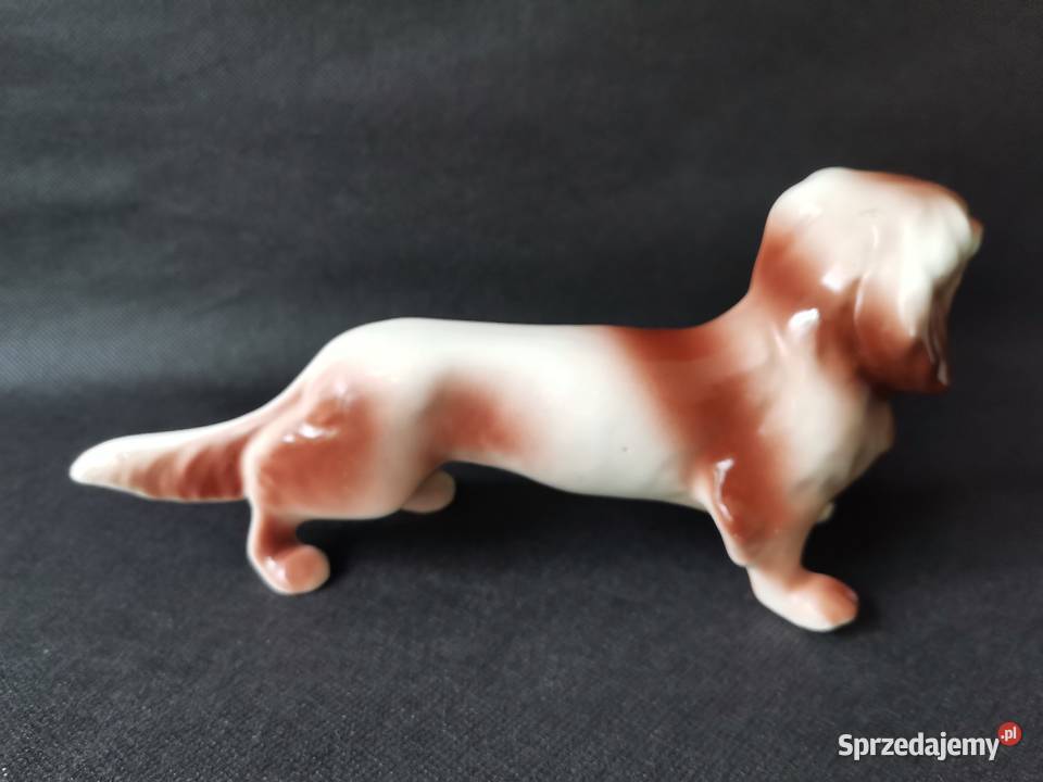 Stara figurka porcelanowa Pies Jamnik porcelana