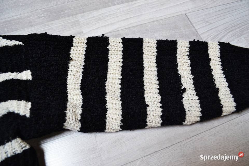 Sweter golf w paski czarnobiały sweterek M Toruń