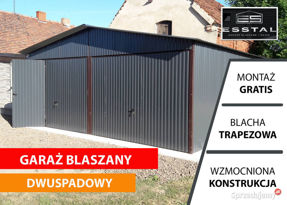 GARAŻ BLASZANY GRAFITOWY Wiata Garaże Schowek Aleksandrów Kujawski