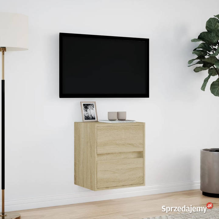 Ścienna szafka TV z LED dąb sonoma 41x31x45
