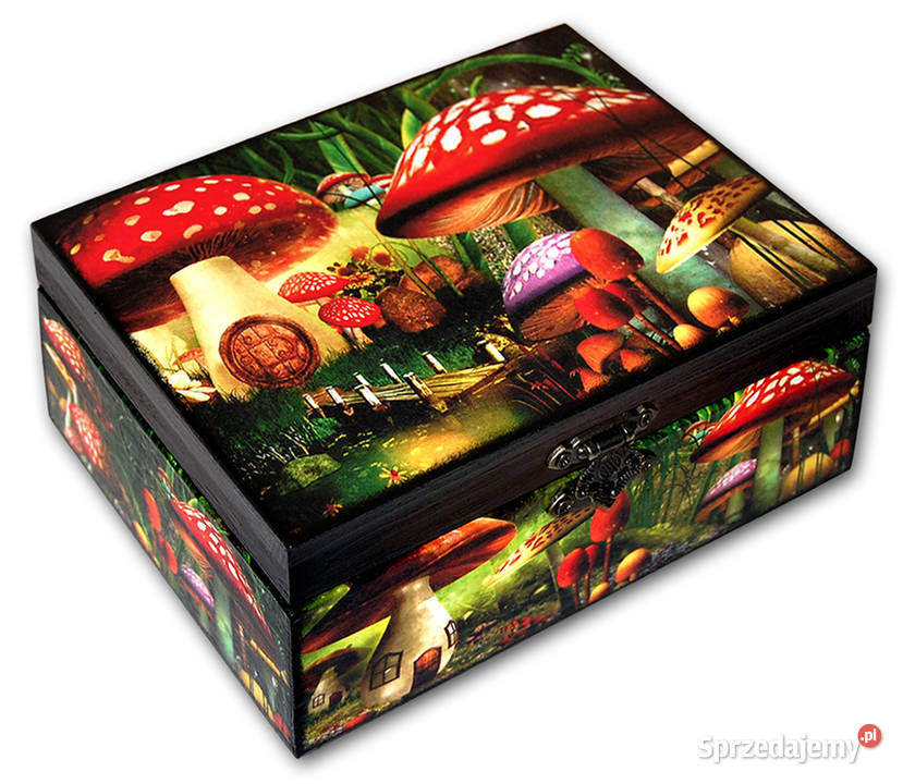 Drewniana SZKATUŁKA pudełko ozdobne MUCHOMORKI kujawsko-pomorskie sprzedam