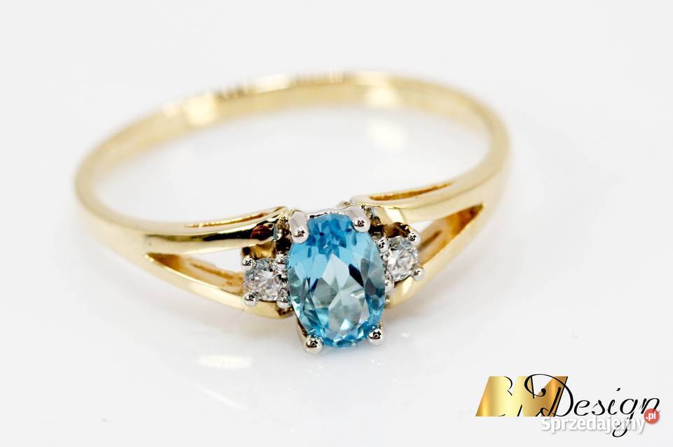 Pierścionek z topazem i diamentami pierścionek podkarpackie Rzeszów