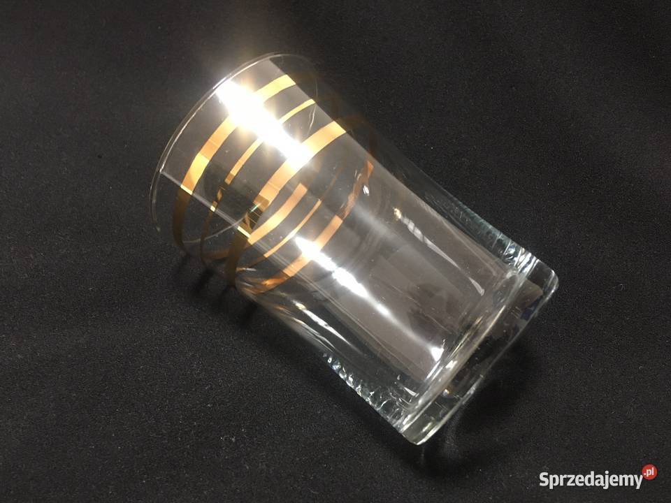 PRL stare szklanki 3 złote paski 200 ml Szklanki i kufle Kołobrzeg