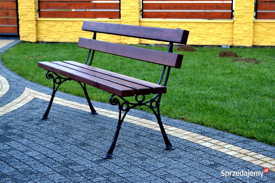 ławka parkowa ogrodowa miejska z oparciem gruba Gorlice