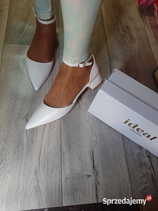 40 Ideal Shoes Białe baleriny wieczorowe z Kraków sprzedam