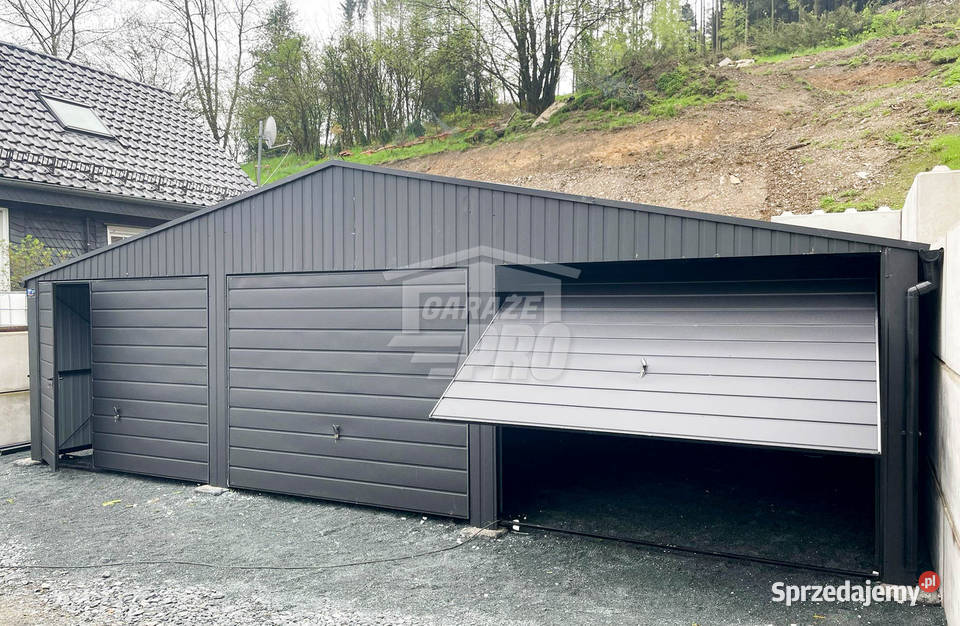 Garaż blaszany 9x6 antracyt 3x brama uchylna 349zł/m2 Konin