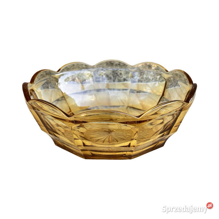 Miodowa misa szklana art deco Stlzle Czechy lata Warszawa