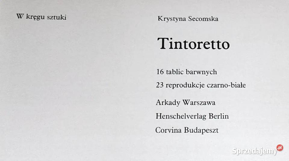 Tintoretto W kręgu sztuki Arkady Krystyna Kultura i Rozrywka lubelskie Chełm sprzedam