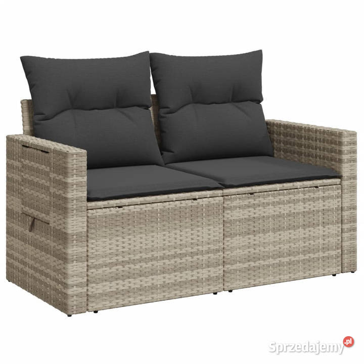Sofa ogrodowa z poduszkami 2osobowa jasnoszara Warszawa