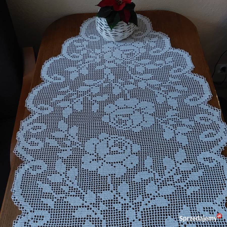 Bieżnik szydełkowy rękodzieło biały Częstochowa