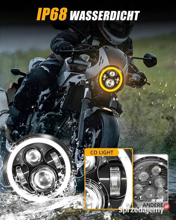 7 REFLEKTOR LAMPA LED PRZEDNIA MOTOCYKL ring Pozostałe