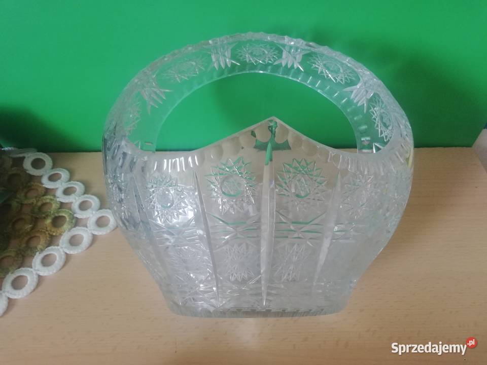 Koszyk kryształ z lat PRL grube szkło hartowane Warszawa