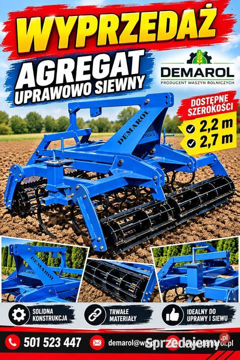 Agregat uprawowo siewny z hydropakiem DEMAROL Konin