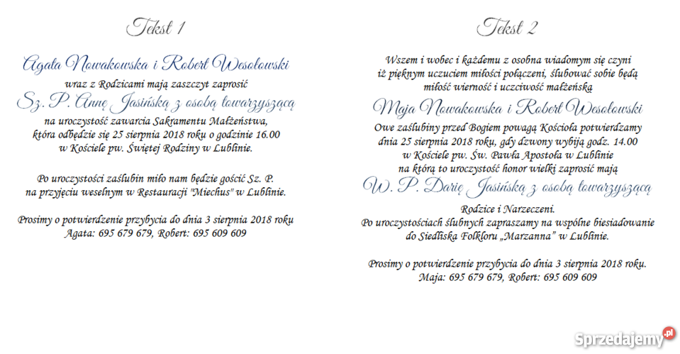 Zaproszenia ślubne profesjonalnie estetycznie Pozostałe