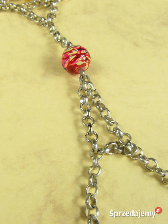 Bransoletka na palec łańcuszek koraliki srebrny sprzedam