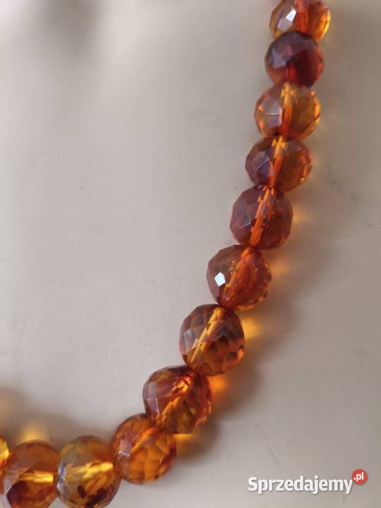 Naszyjnik Bursztyn Fasetowane Vintage Rękodzieło Białystok sprzedam
