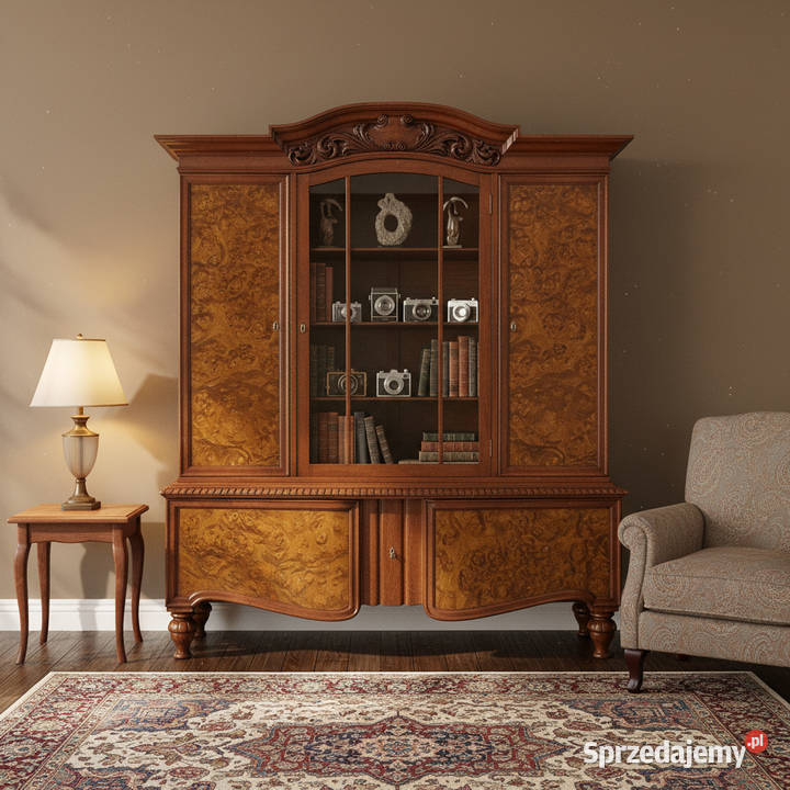 Wysoka drewniana WITRYNA na nóżkach BIBLIOTECZKA 55cm Kalisz sprzedam