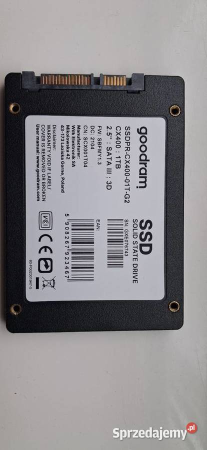 Dysk ssd 1tb Goodram prawie nowy Chorzele sprzedam