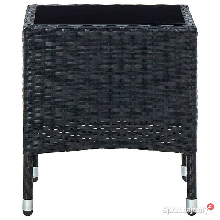 Stolik ogrodowy czarny 40 x 40 x 45 rattan PE Warszawa