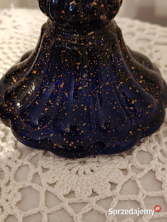 Świeczniki szkło Vintage kobaltowe Legnica