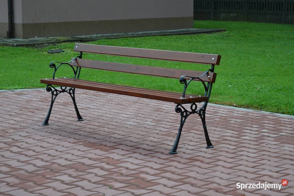 ławka parkowa miejska z podłokietnikiem żeliwna Łódź