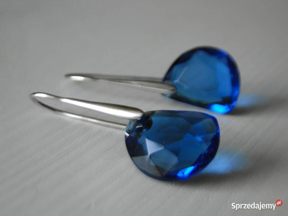 Kolczyki srebro i błękitne kryształki Warszawa