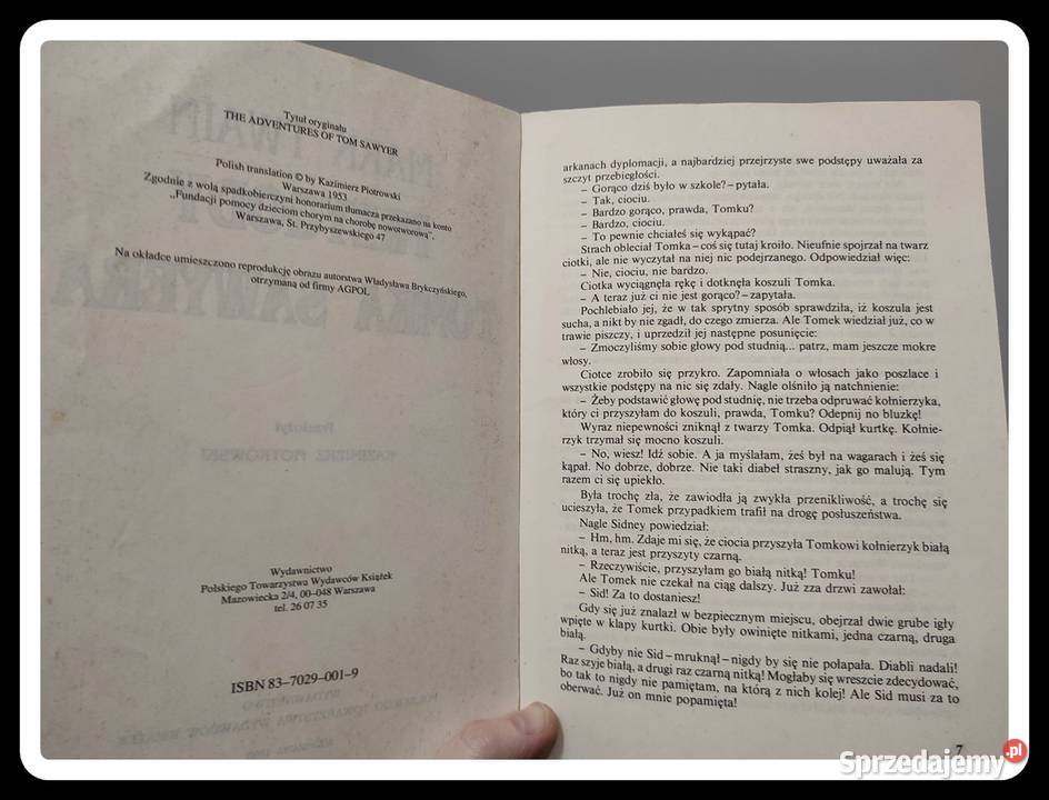 Mark Twain Przygody Tomka Sawyera Książki dla dzieci mazowieckie Płock