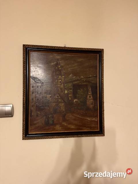 Obraz stary z czasów PRL lata60te antyk w ramie Częstochowa