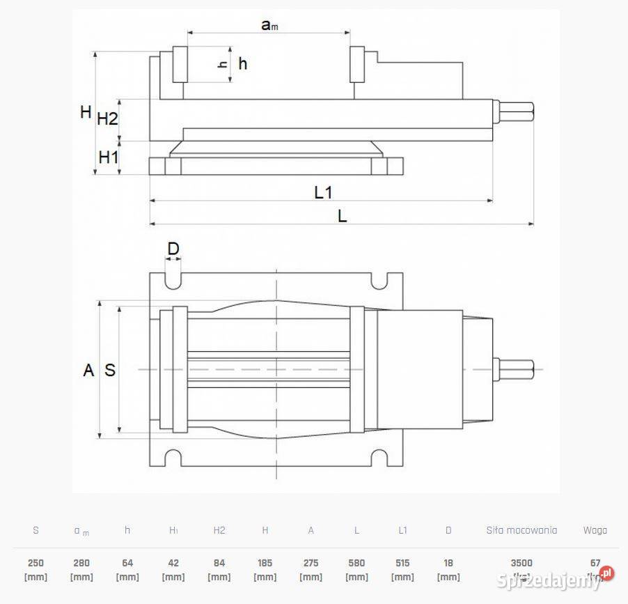 Imadło maszynowe obrotowe 250 mm Produkcja Siedlce