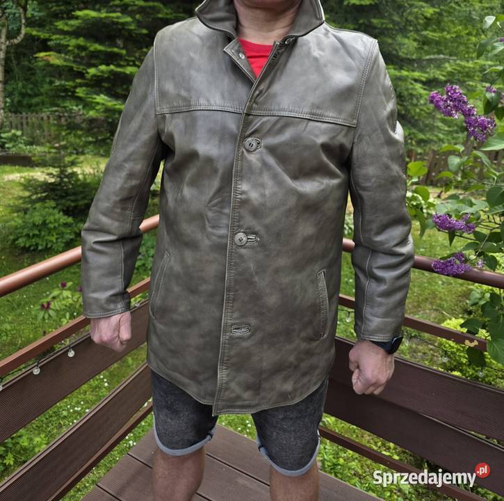 Bej Leather Kurtka męska ze skóry naturalnej Sidzina