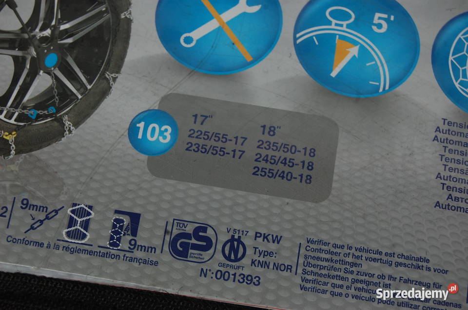 Łańcuchy śniegowe 9 mm Norauto KOŁA 1718 Dąbrowa Górnicza