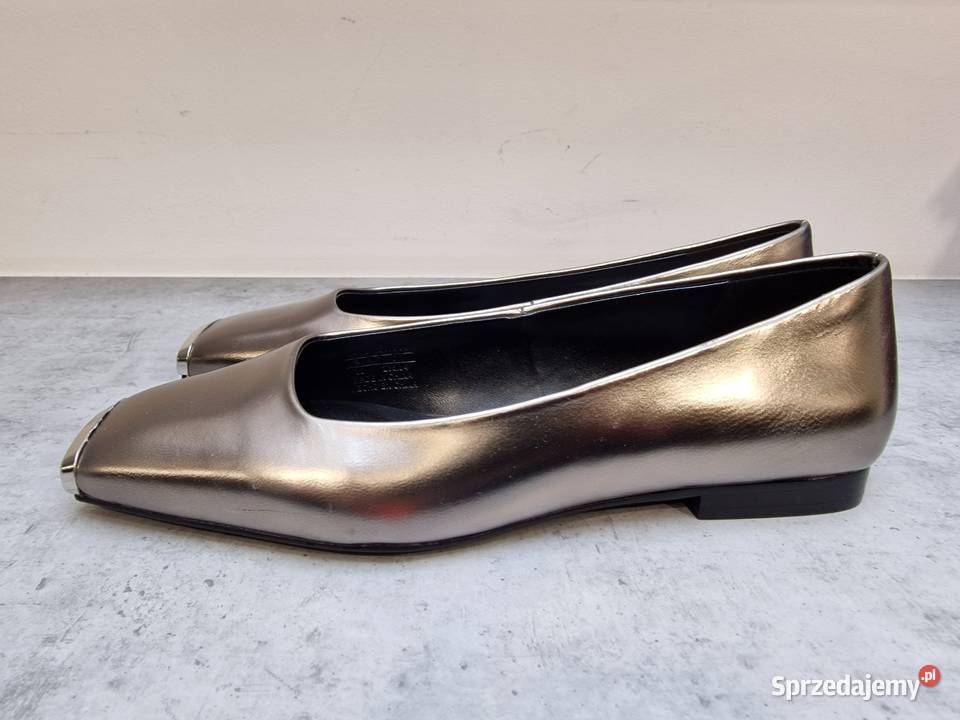 Massimo Dutti Baleriny Mokasyny grafit skóra 36 inna Żywiec