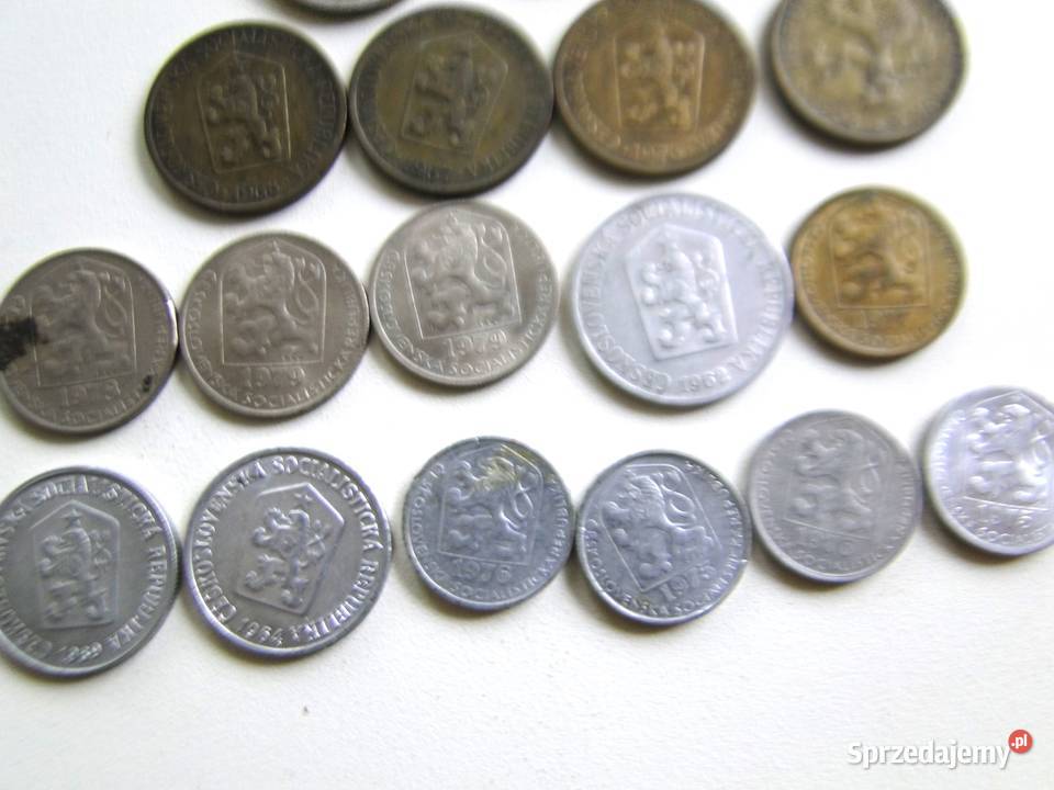 Zestaw Czechosłowacja 18 monet 1 banknot różne Warszawa