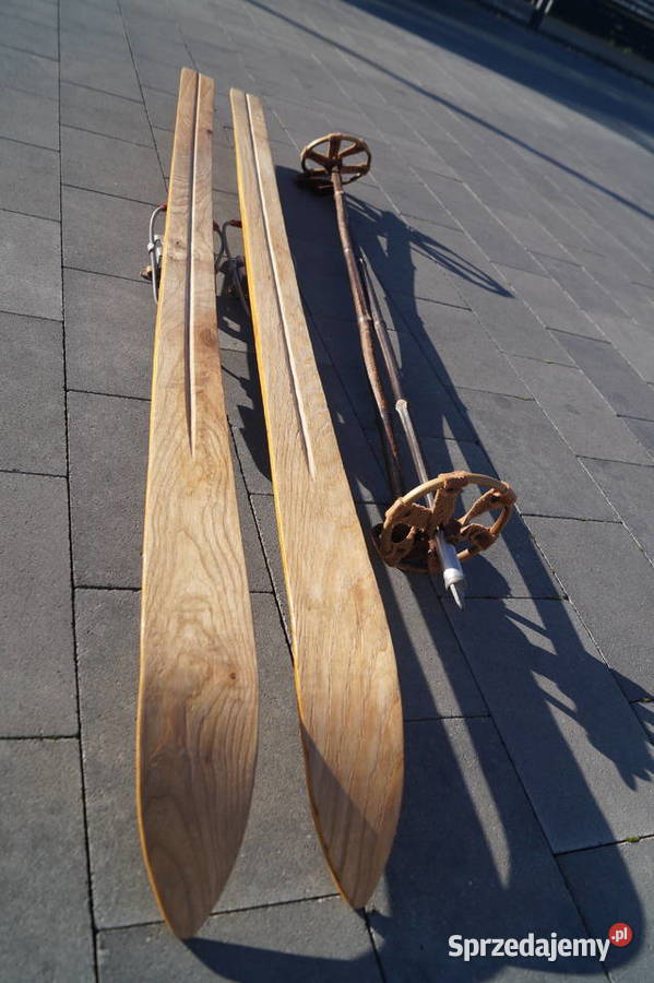 Stare narty jesionowe 150 kijki w komplecie Pruchnik